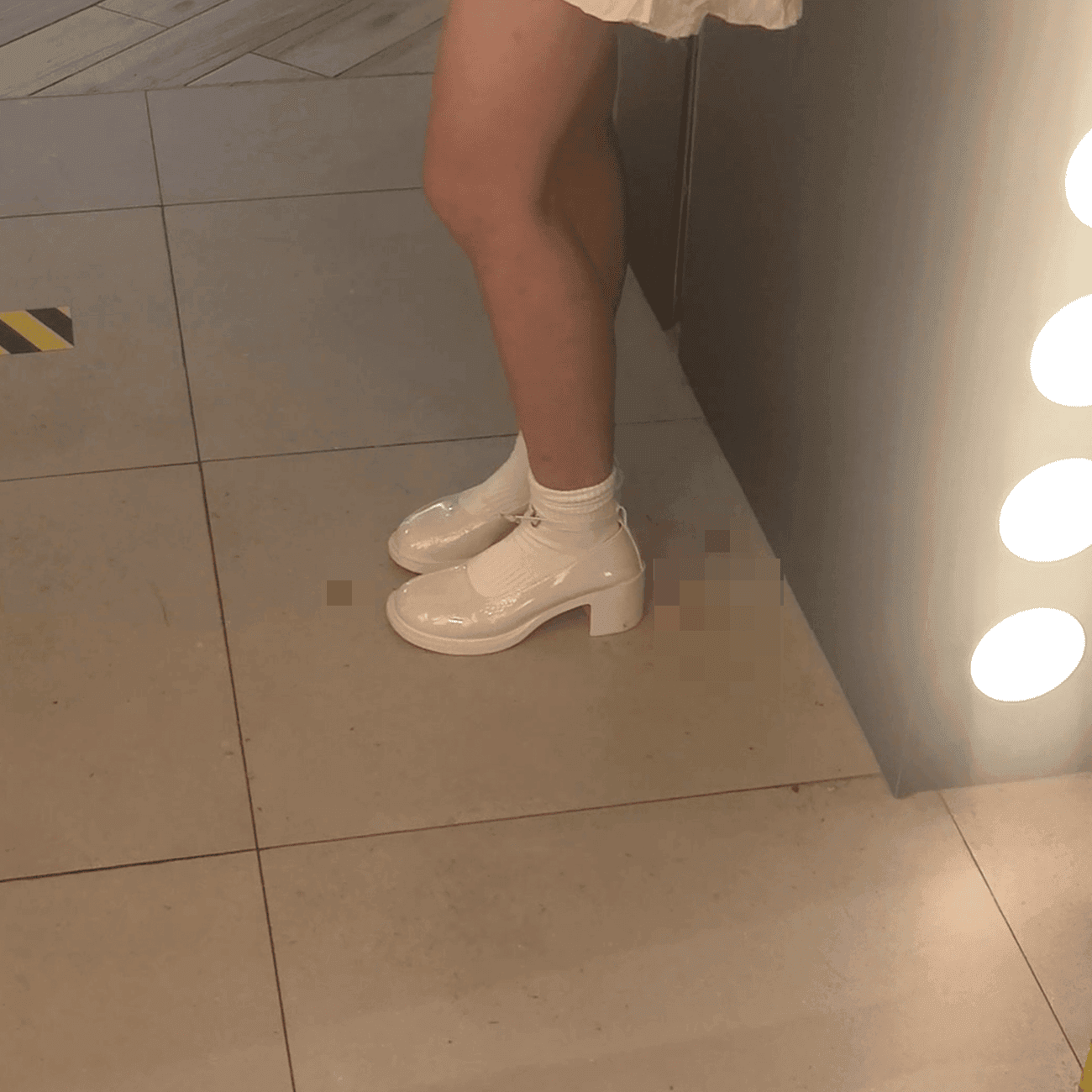 Anime girl cosplay white socks and chunky heels candid crush