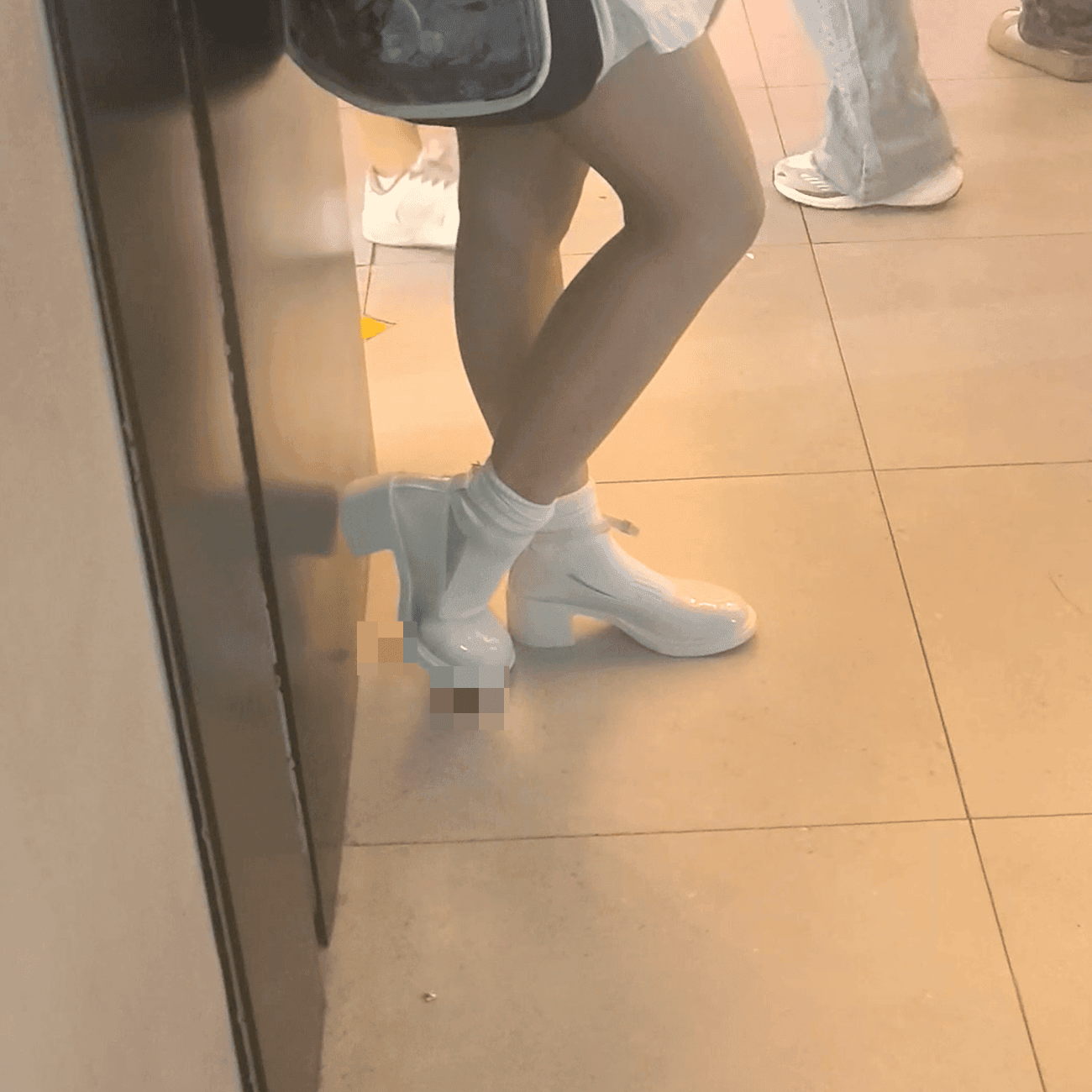 Anime girl cosplay white socks and chunky heels candid crush