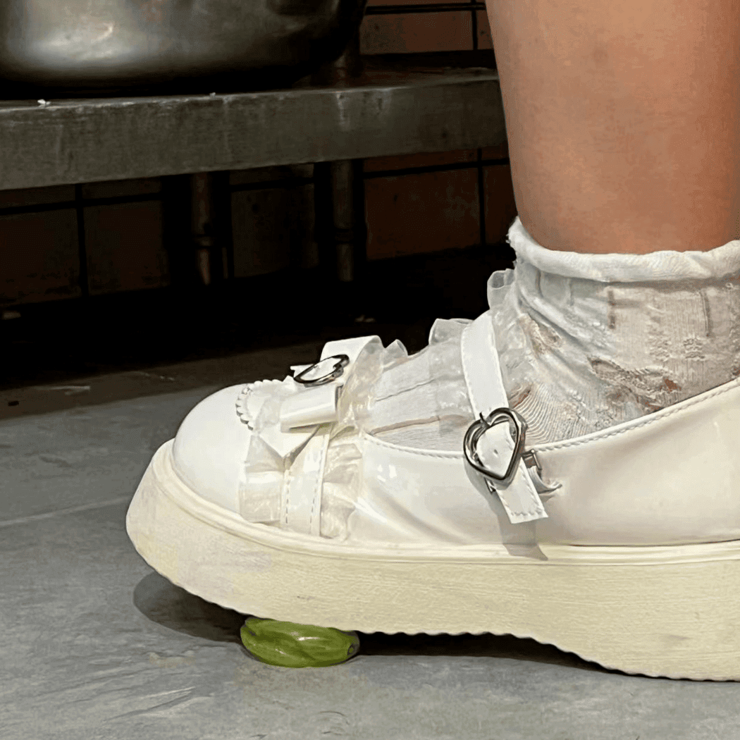 Girl leather shoes candid fruit crush