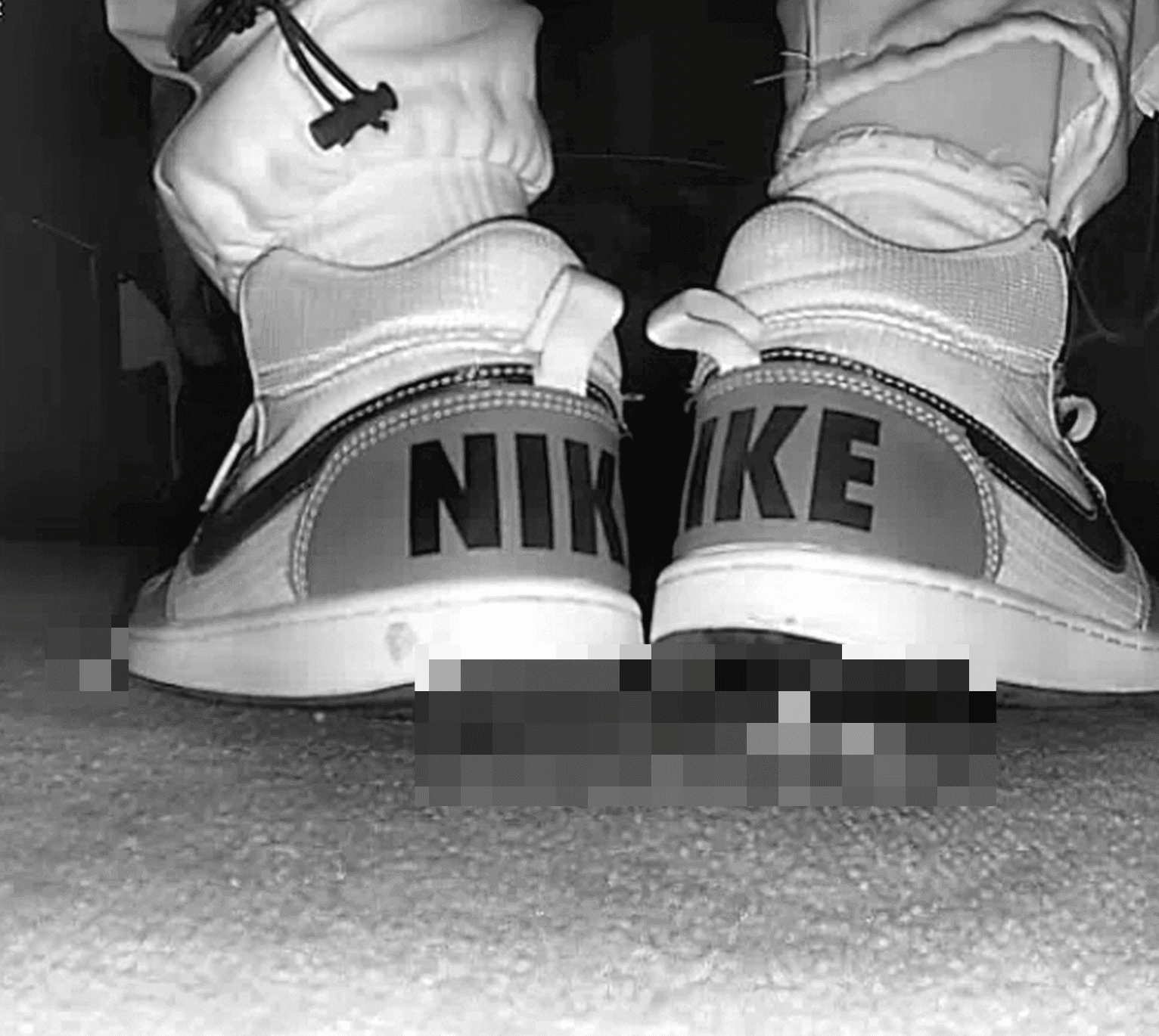 Girl in cinema candid crush with Nike Air Force sneakers
