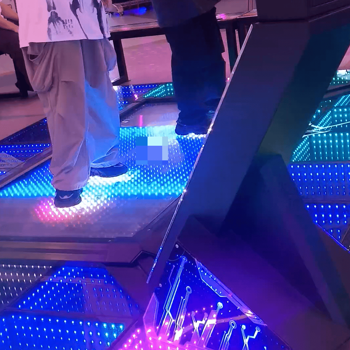 Two ladies in black sneakers candid crush on the dance machine