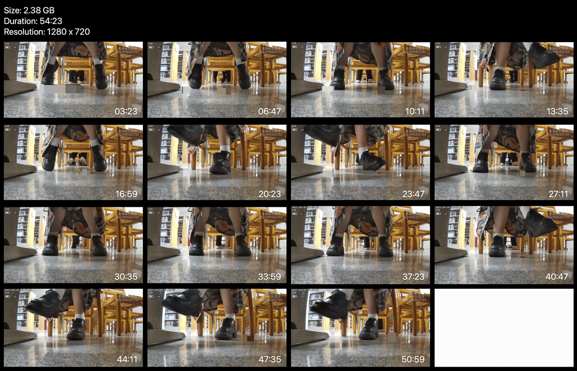 Woman in chunky heels candid crush under the library table