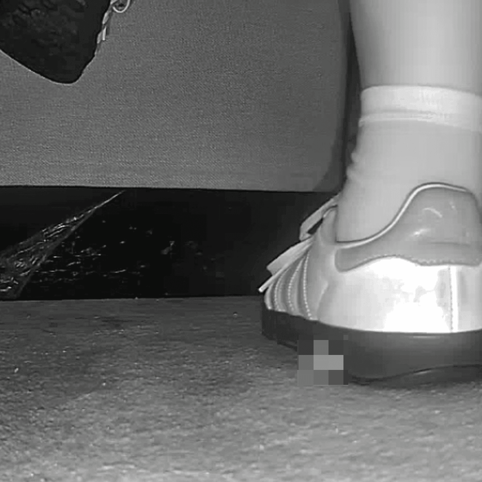 Woman in cinema candid crush with Adidas Samba sneakers
