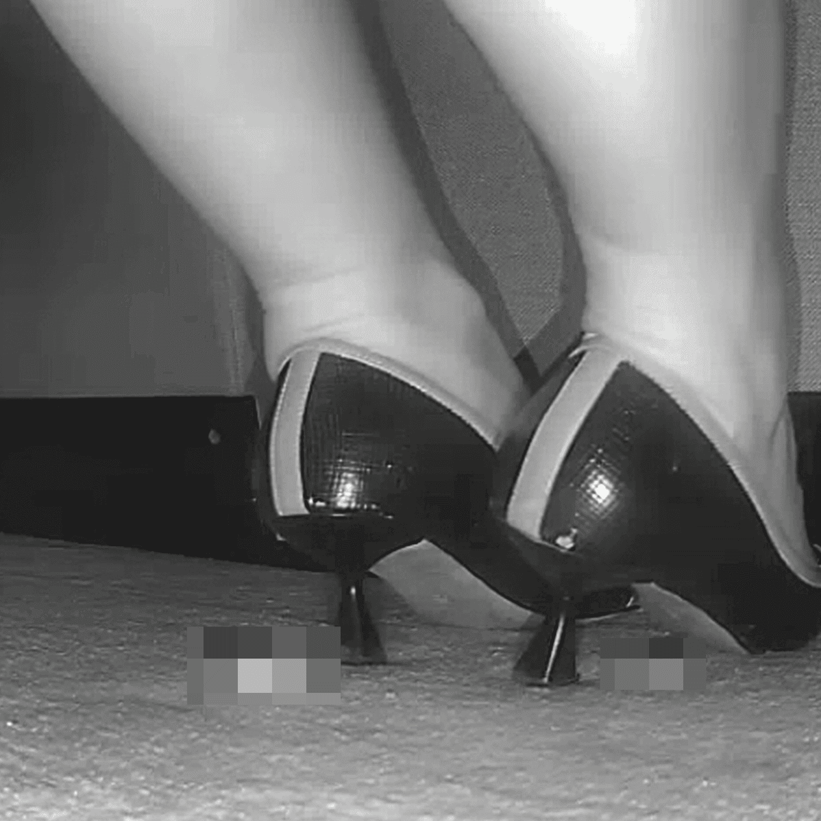 Woman in cinema wearing high heels candid crush