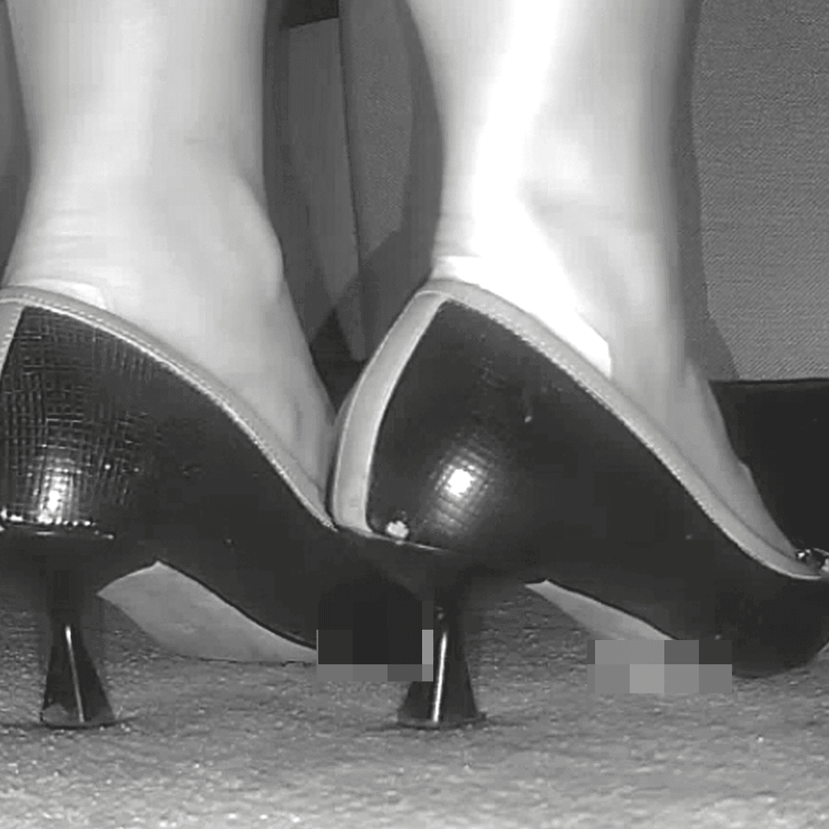 Woman in cinema wearing high heels candid crush