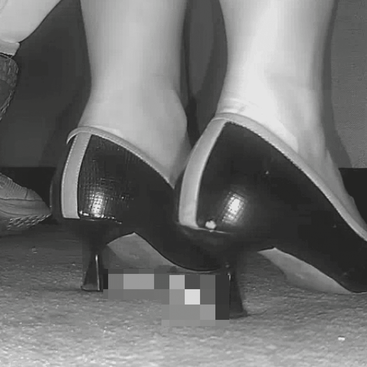 Woman in cinema wearing high heels candid crush