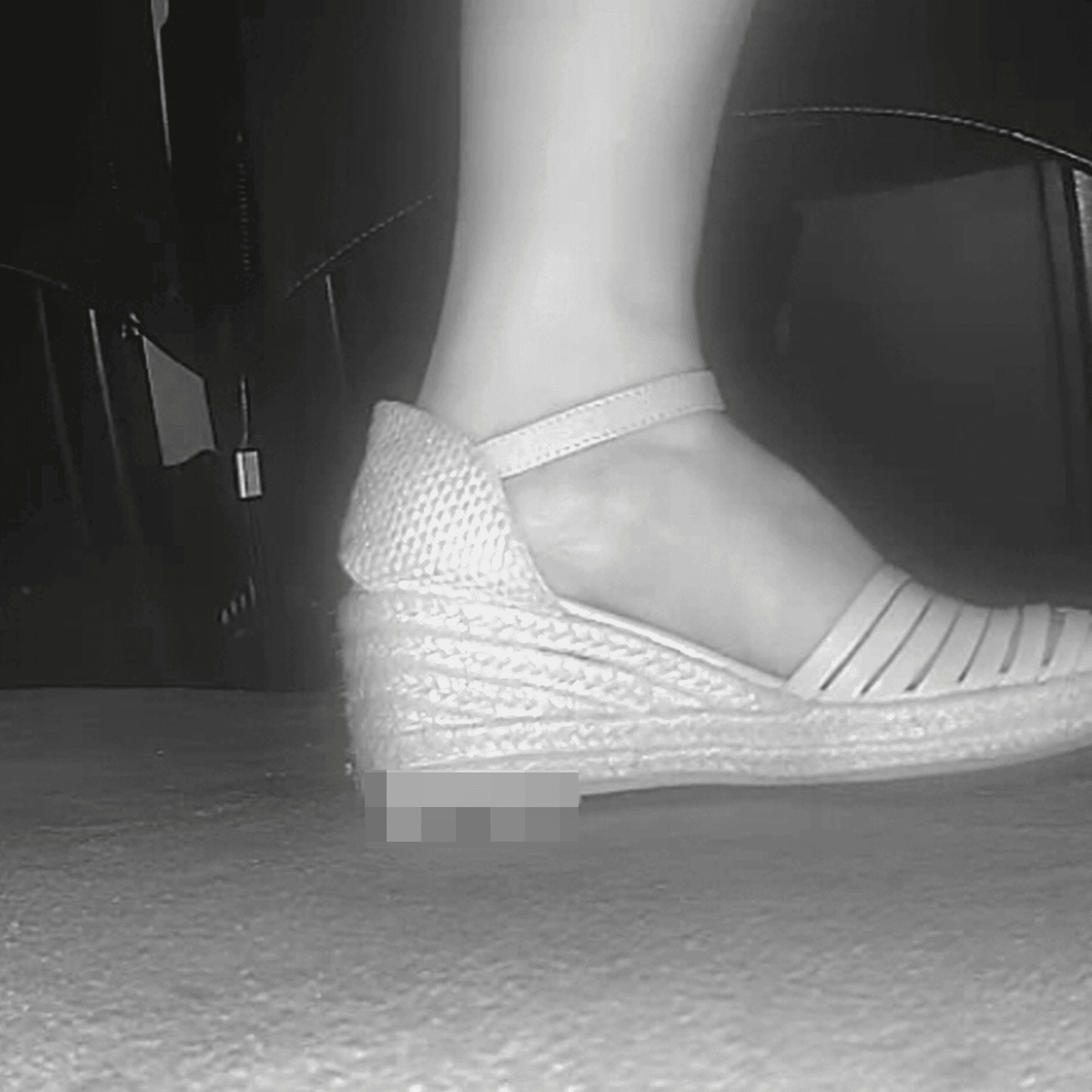 Woman in dress and wedge sandals candid crush at the cinema