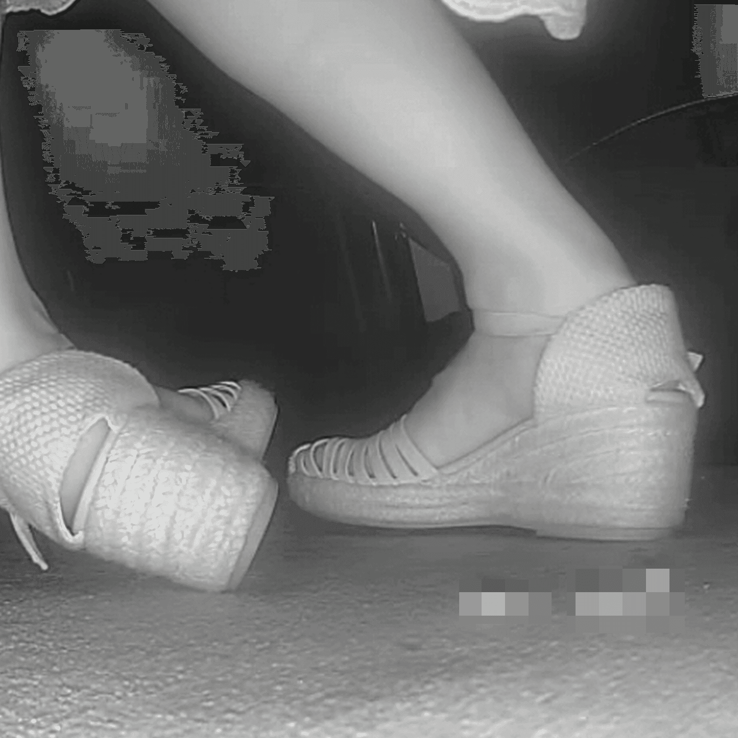 Woman in dress and wedge sandals candid crush at the cinema