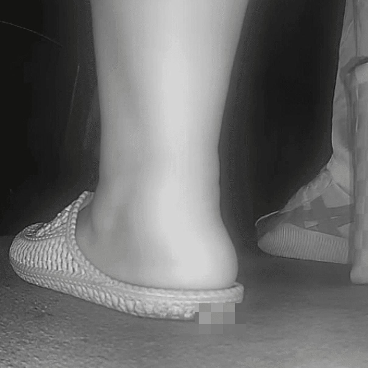 Woman in high-top canvas shoes and sneakers candid crush at the cinema